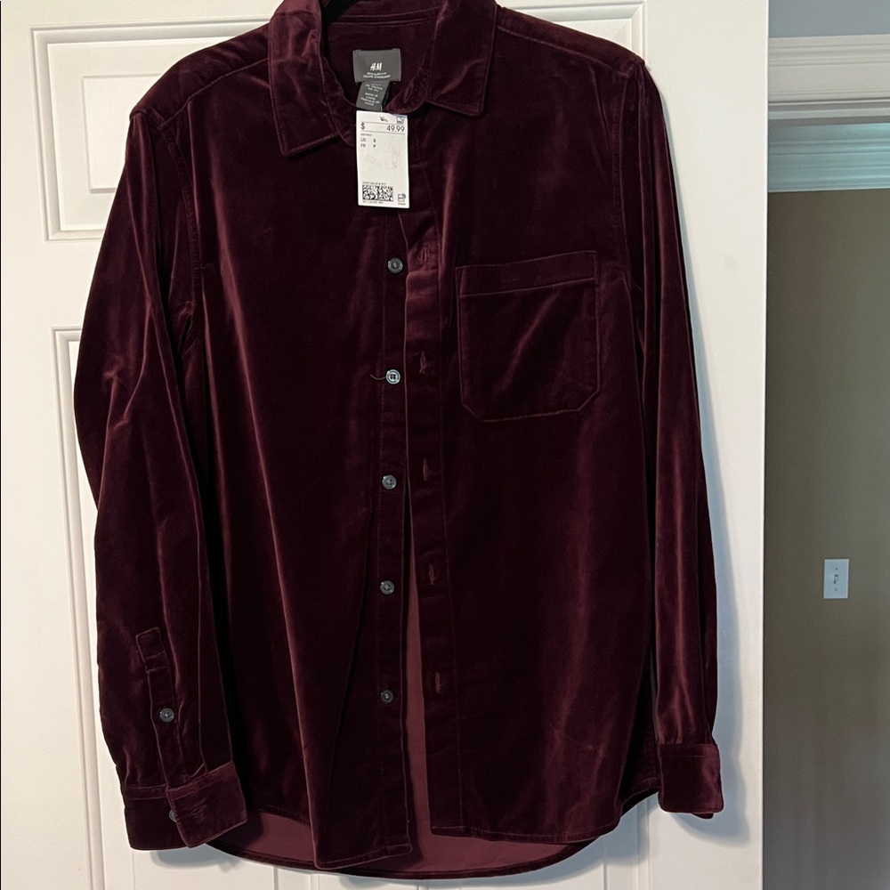 H&M Deep Burgundy Velvet Shirt